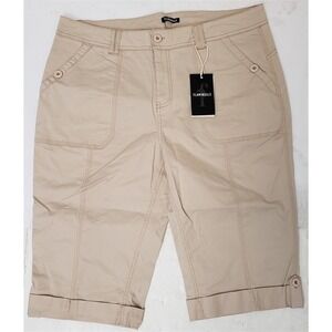 Flamingals 2XL Capri Pants Tan Khaki Womens Plus Size Cuffed Utility